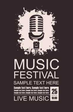 bir mikrofon ile Müzik Festivali için Banner