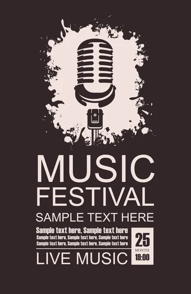 Banner for music festival with a microphone — Stock Vector
