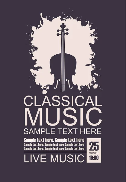 Plakát na koncert klasické hudby s housle — Stockový vektor