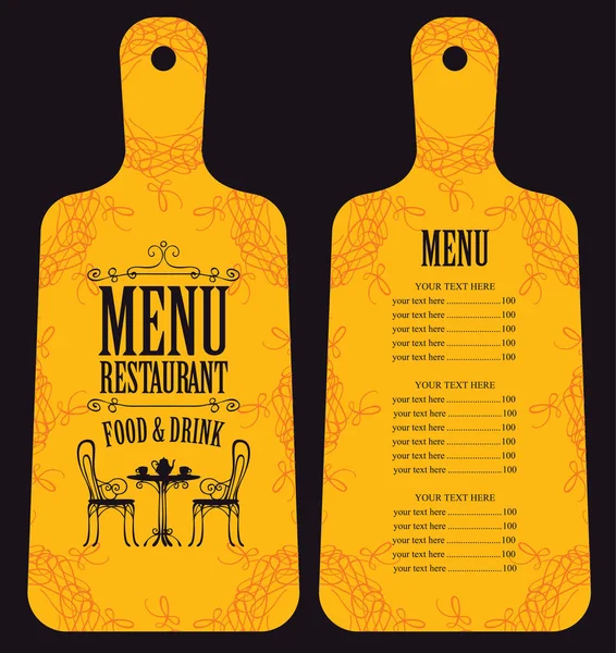 Restoran Menü şeklinde ahşap kesme tahtası