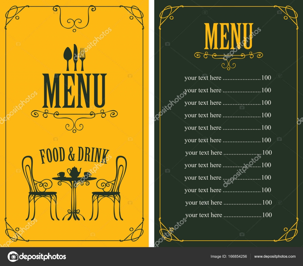 Menu With Price Image Of Served Table And Chairs Stock