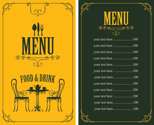 Fiyat, servis masa ve sandalyeler görüntü menüsü