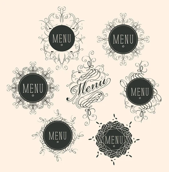 Conjunto de etiquetas vetoriais para design de menu de restaurante — Vetor de Stock