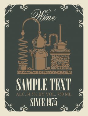 vektör etiket şarapla retro şarap üretimi için