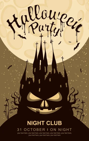 Banner voor Halloween met oude gotische burcht — Stockvector