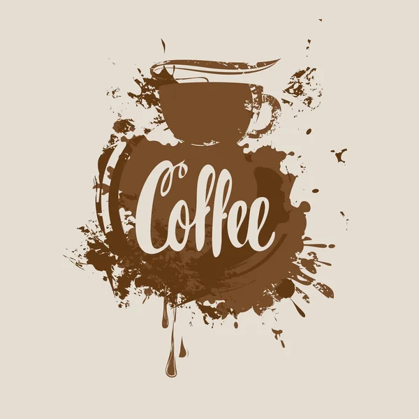 Kaffeebanner mit Kaffeetasse, Flecken und Spritzern — Stockvektor