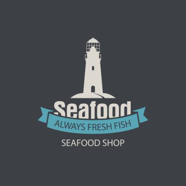 bir deniz feneri ile deniz ürünleri alışveriş için Banner