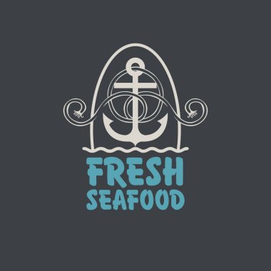 çapa ve ip ile taze deniz ürünleri için Banner