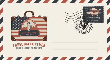 Zarf bavul, Özgürlük Anıtı ve bayrak