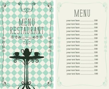 fiyat listesi ve hizmet tablo ile Restoran Menü