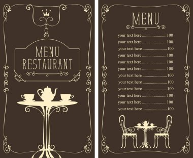 Fiyat, servis masa ve sandalyeler görüntü menüsü