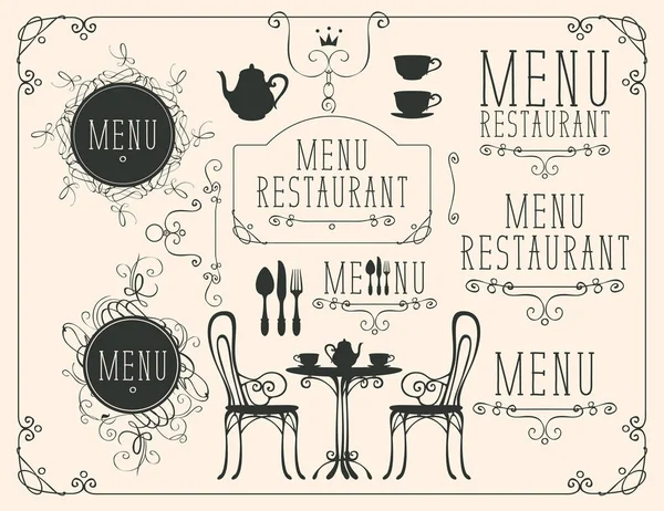 Conjunto de desenhos sobre o tema do menu do restaurante — Vetor de Stock