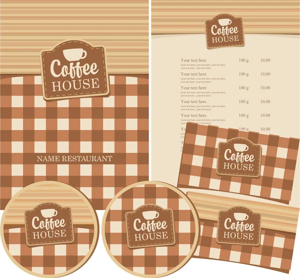 Sæt designelementer til kaffehus med kop – Stock-vektor