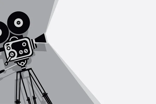 Zwart-witte achtergrond met vintage filmcamera — Stockvector