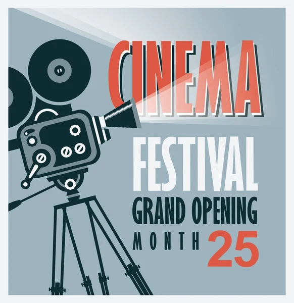 Vector movie festival poster with old movie camera — Stock Vector