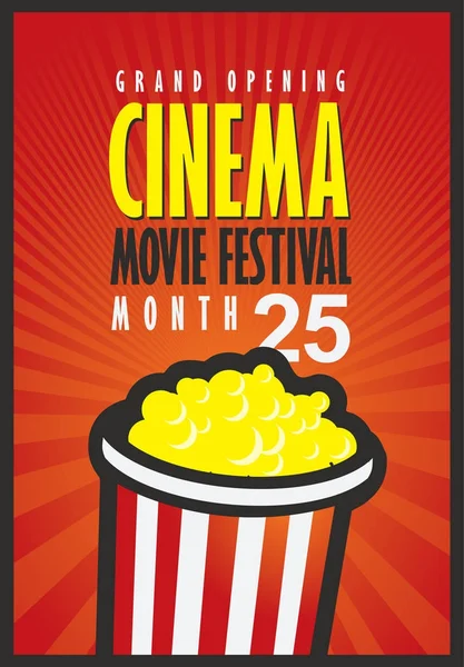 Cinema movie festival poster with popcorn bucket — Stock Vector