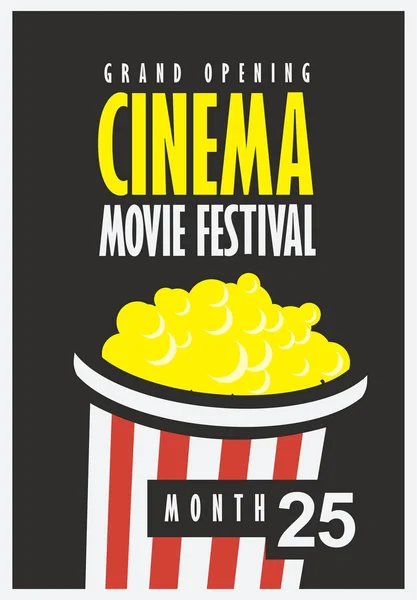 Cinema movie festival poster with popcorn bucket — Stock Vector