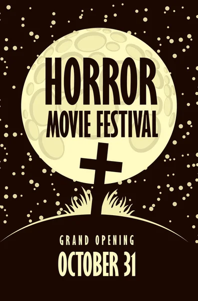 Pancarta para el festival de cine de terror, cine de miedo — Vector de stock