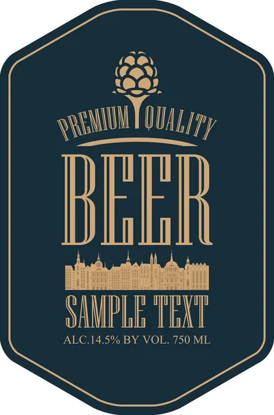 Etiqueta para cerveja forte com cidade velha e letras —  Vetores de Stock