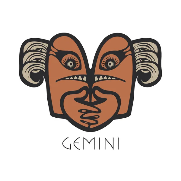 Illustration des gemini astrologischen Tierkreiszeichens — Stockvektor