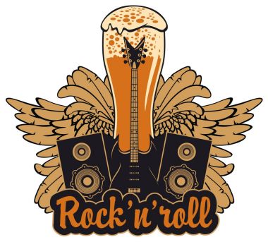 Vektör başlık sabit canlı müzik eşliğinde bir rock pub için