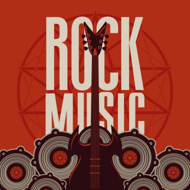 rock müzik afiş gitar ve ses hoparlör ile