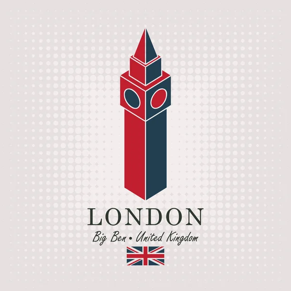 Dessin schématique du grand ben et drapeau anglais — Image vectorielle