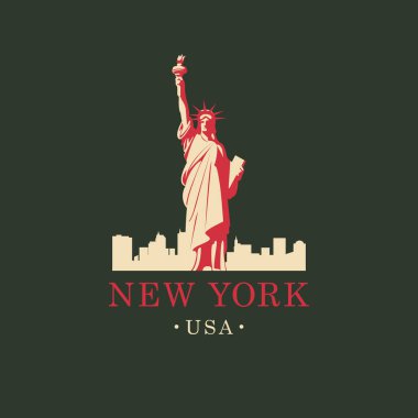 Özgürlük heykeli New York Skyline zemin içinde