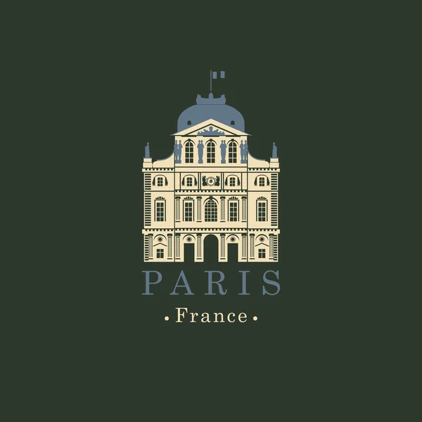 横幅与法国国立博物馆卢浮宫在巴黎 — 图库矢量图片