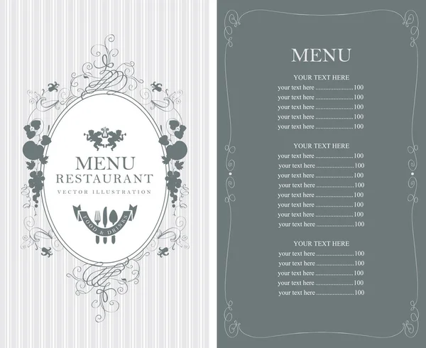 Menu com ornamentos florais e lista de preços — Vetor de Stock