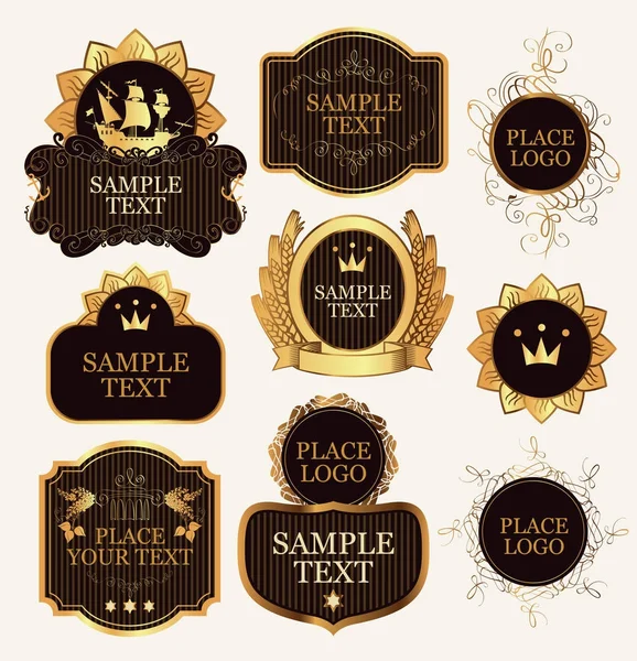 Set di modelli di etichette decorate in stile barocco — Vettoriale Stock