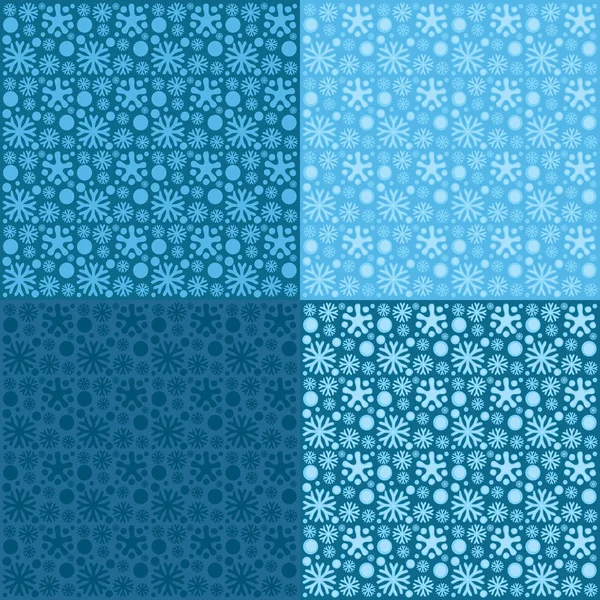 Seamless patterns of snowflakes on blue background — Stock Vector