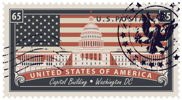 Γραμματόσημο με την εικόνα μας Καπιτώλιο στην Ουάσινγκτον — Διανυσματικό Αρχείο