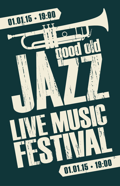 poster for jazz festival live music with a trumpet