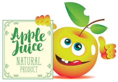 sevimli karakteri elma ile elma suyu için Banner