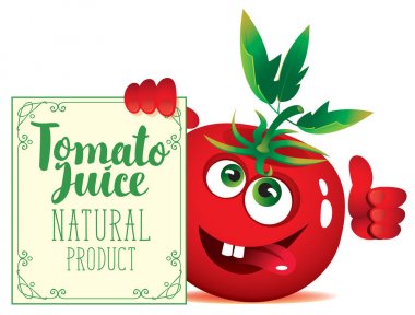 domates suyu ile sevimli karakter domates için Banner