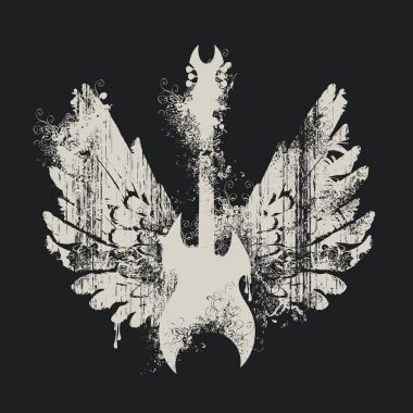 resimde bir elektro gitar ve kanatlar ile