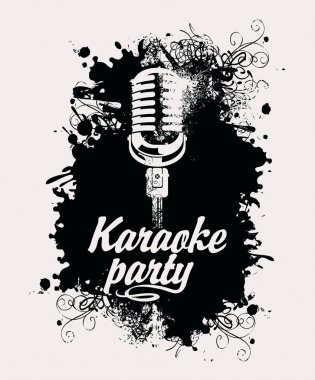 mikrofon ve yazıt ile karaoke partisi için Banner