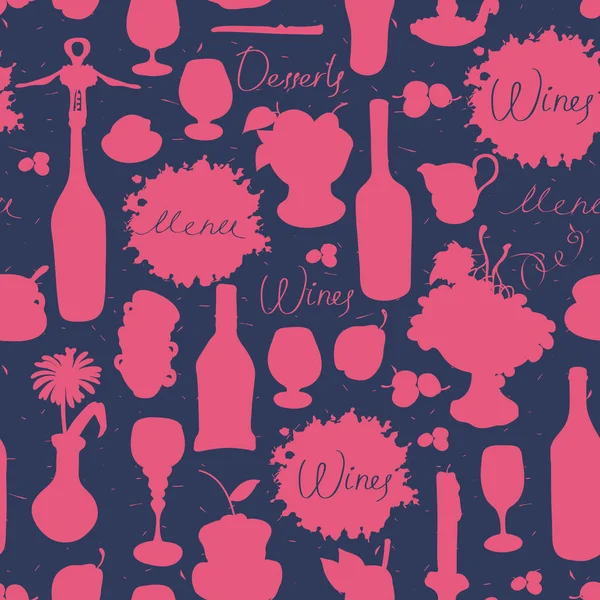 Textura sin fisuras de fondo sobre el tema del vino — Vector de stock