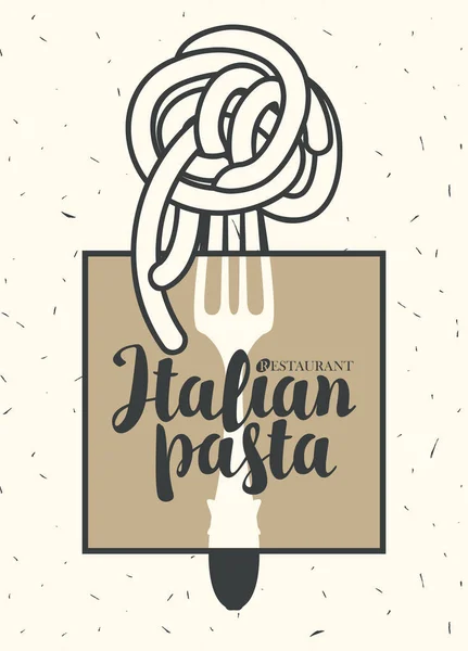 Vector banner with Italian pasta on fork — Stock Vector