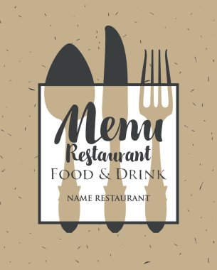 çatal bıçak takımı ile bir restoran menü için Banner