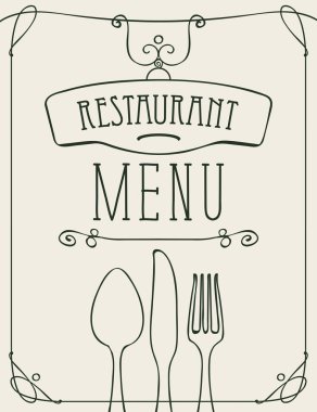 çatal bıçak takımı ile bir restoran menü için Banner