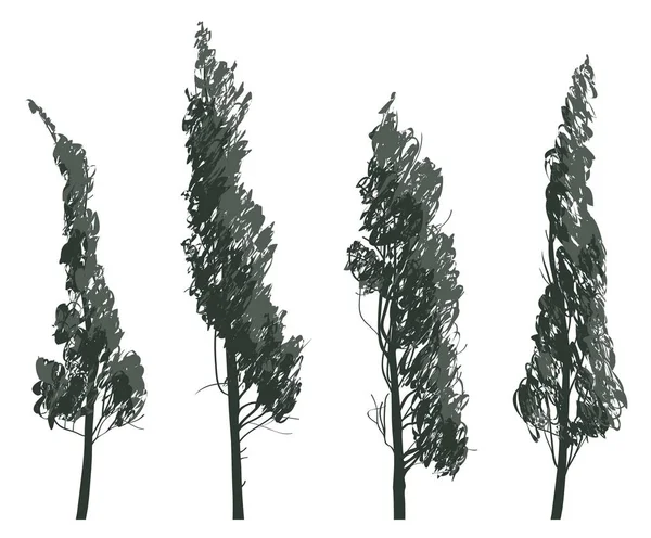 设置在白色背景上隔离的树的草图 — 图库矢量图片