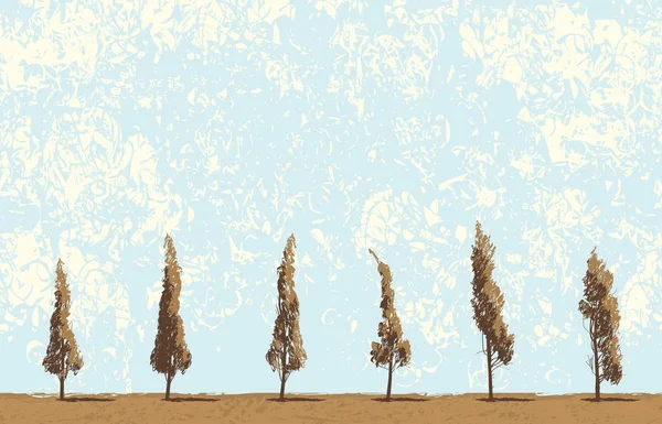 Безшовний пейзаж з деревами на фоні неба — стоковий вектор