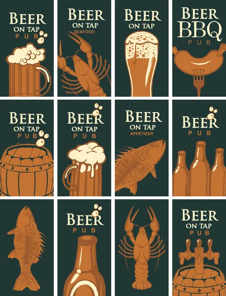 关于啤酒主题的酒吧名片集 — 图库矢量图片