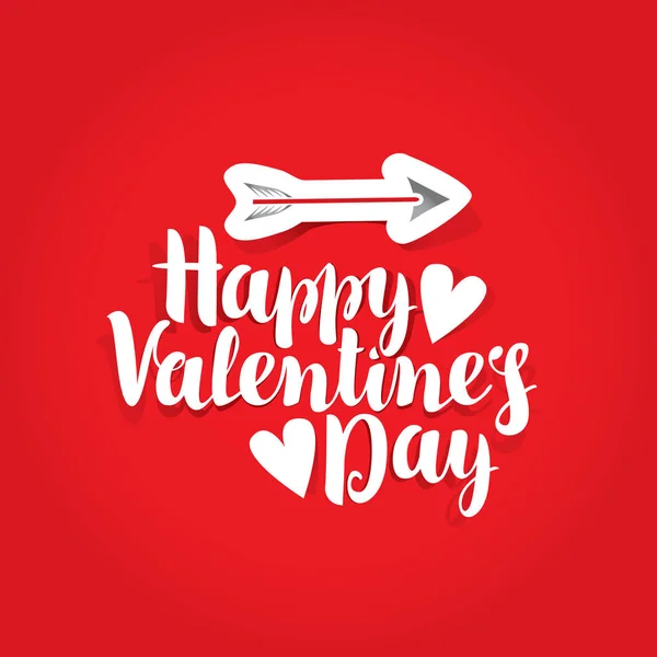 Woorden happy Valentijnsdag met hartjes en pijl — Stockvector