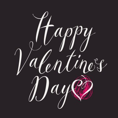 white inscription Happy Valentines Day with hearts clipart