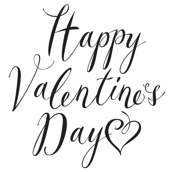 Černý nápis Happy Valentines Day se srdíčky — Stockový vektor