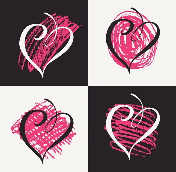 Valentine dag doodle harten. Vectorillustratie. — Stockvector