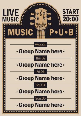 Poster için bira pub gitar ile canlı müzik eşliğinde
